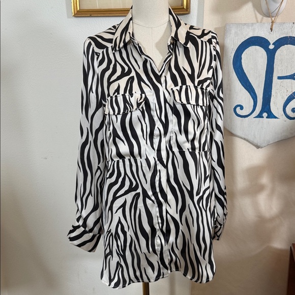 Timing Tops - Timing satin zebra blouse